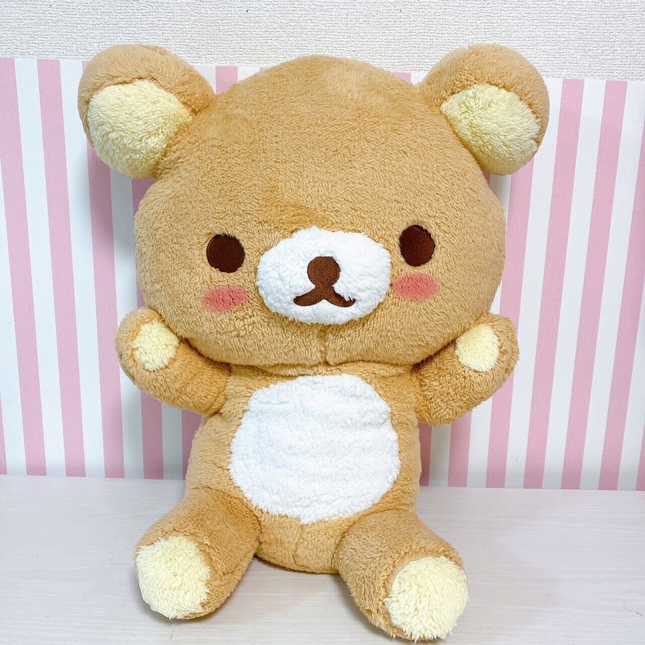 San-X Rilakkuma Plush Soft Stuffed Toy Brown Bear Fluffy Cheeks Kawaii XL Rare