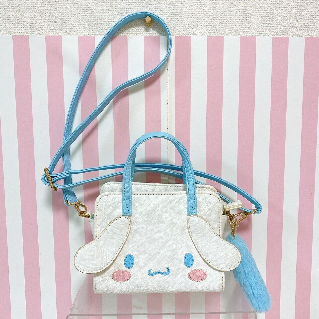 Sanrio Cinnamoroll Cinnamon Shoulder Bag Face Square White Blue Kawaii