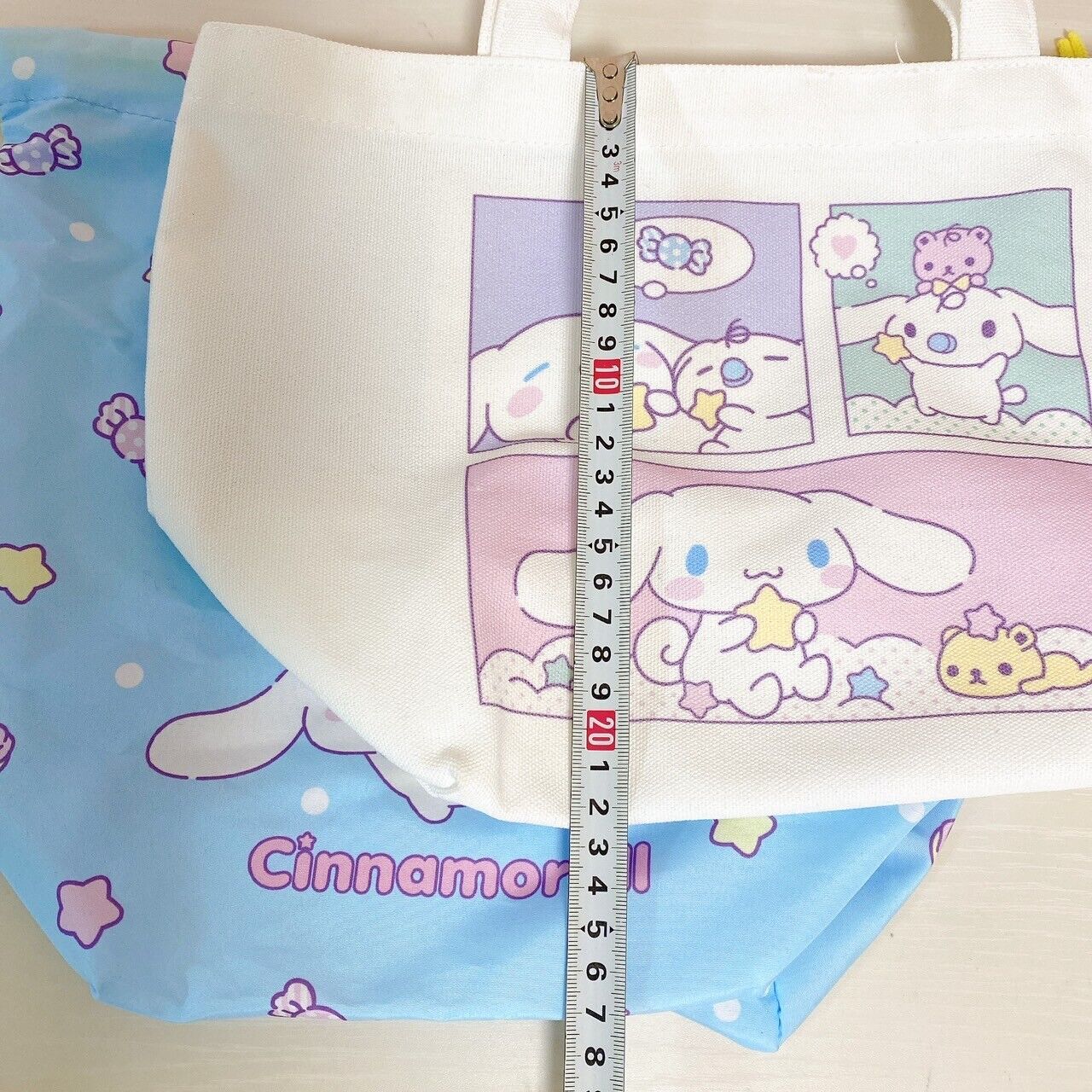 Sanrio Cinnamoroll Cinnamon Plush Shoulder Bag Tote Drawstring Set 3 White Blue