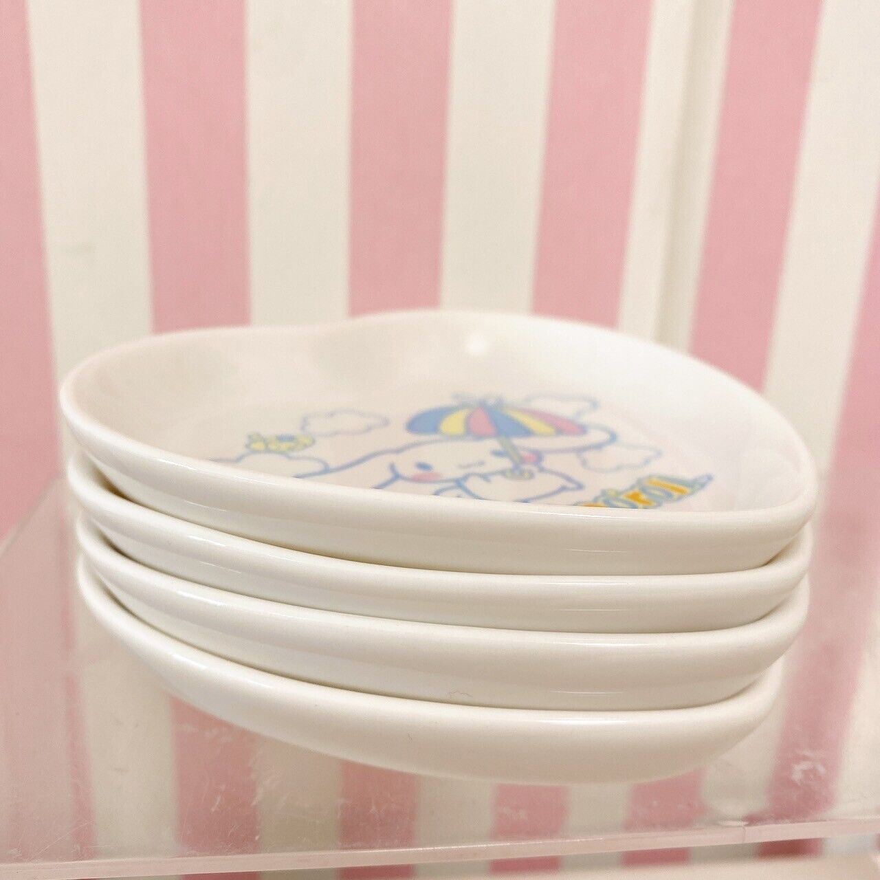 Sanrio Cinnamoroll Cinnamon Small Plate Set 4 White Moon Parasol Rainbow Cloud