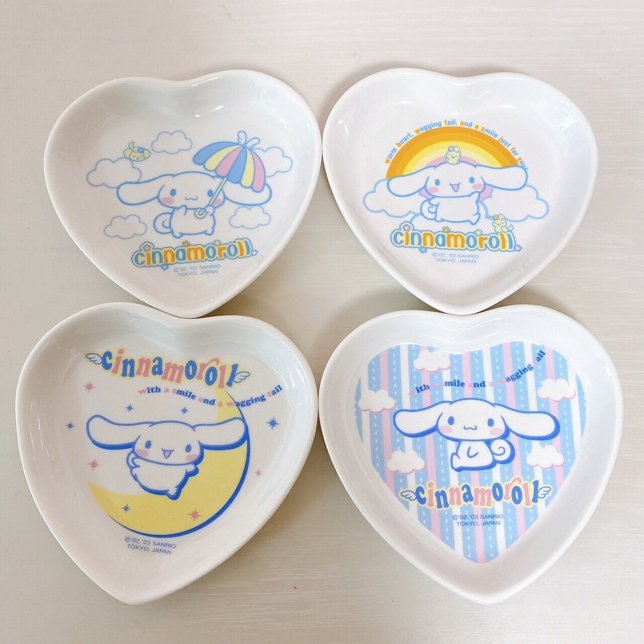 Sanrio Cinnamoroll Cinnamon Small Plate Set 4 White Moon Parasol Rainbow Cloud