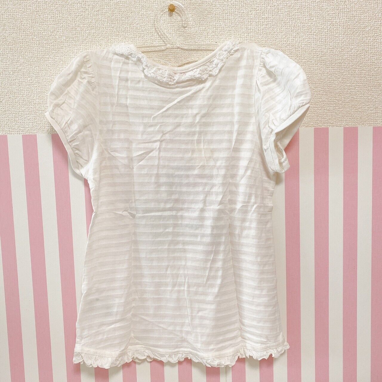 Mezzo Piano 140cm Tops T-shirt Fruits Parfait Collar Frill White Stripe Clothing