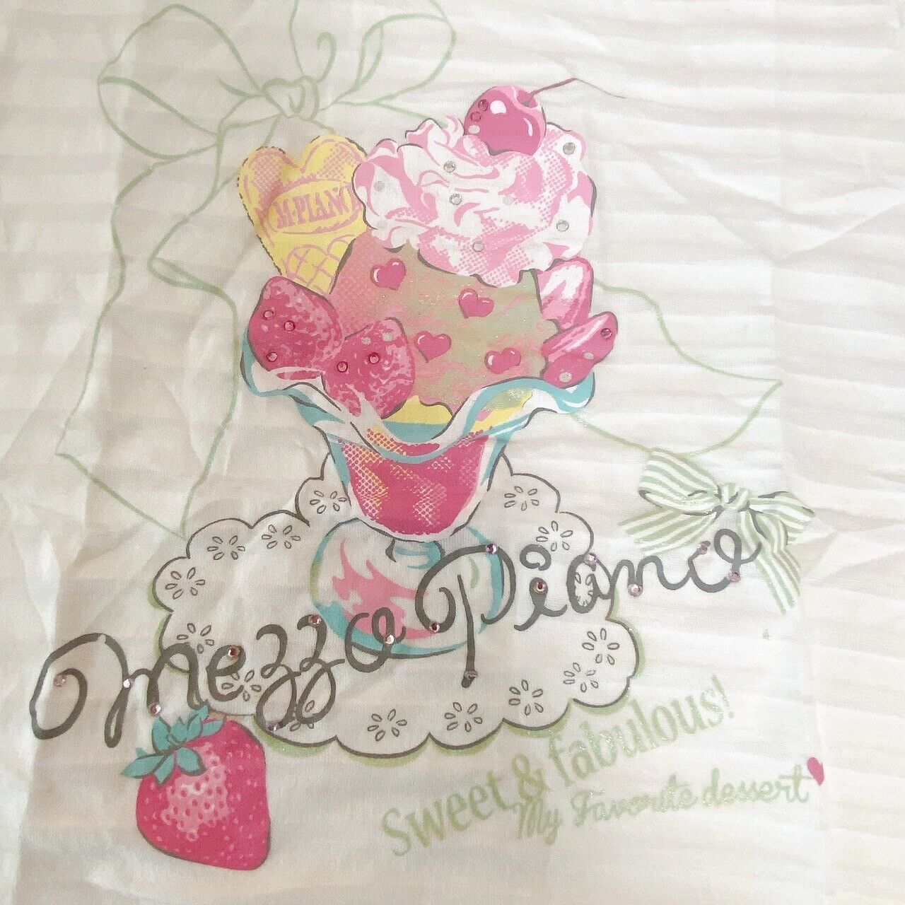 Mezzo Piano 140cm Tops T-shirt Fruits Parfait Collar Frill White Stripe Clothing