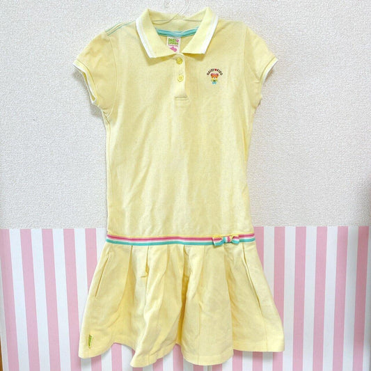 Daisy Lovers One Piece Yellow 130cm Pleats Skirt Kids Bear Button Ribbon Collar