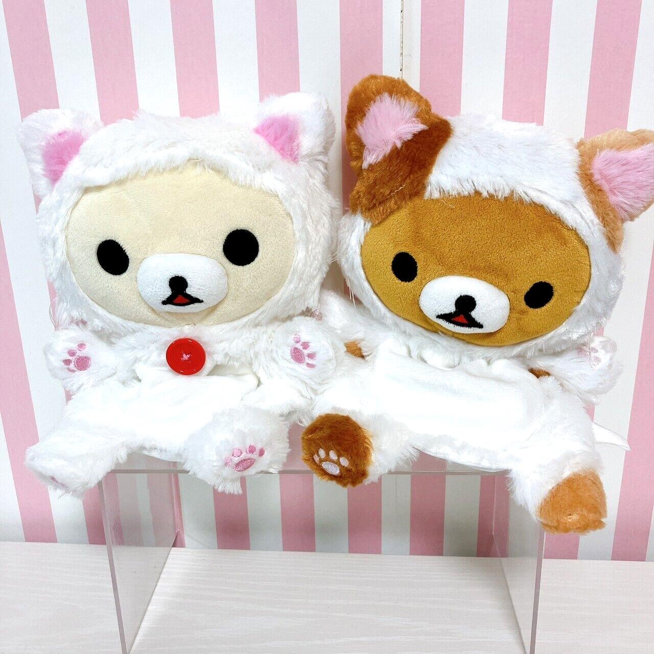 San-x Rilakkuma Korilakkuma Plush Set Mascot Soft Puppet Cat Bear Brown White