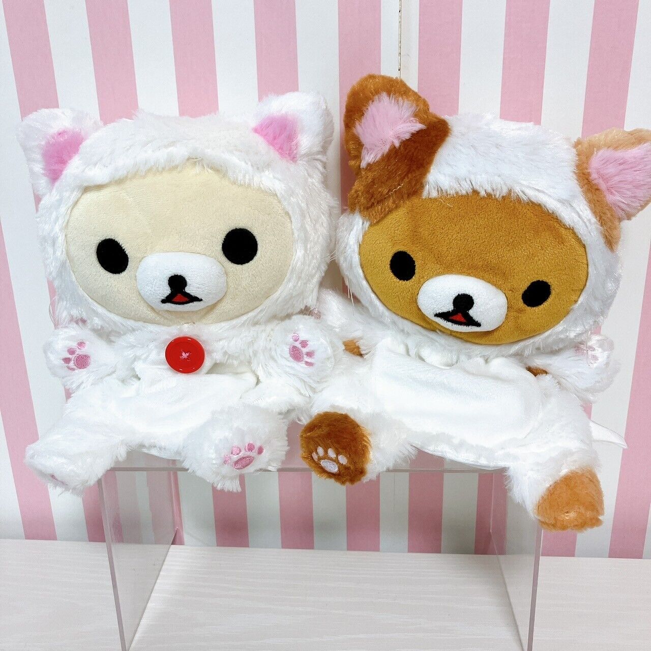 San-x Rilakkuma Korilakkuma Plush Set Mascot Soft Puppet Cat Bear Brown White