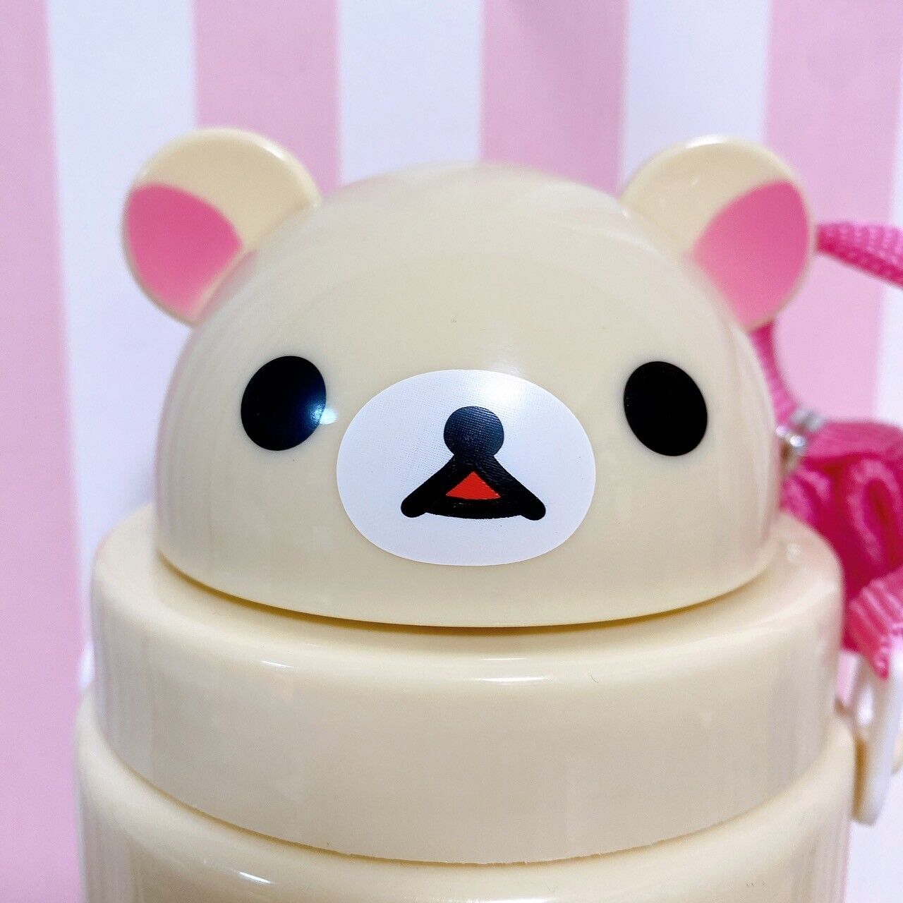 San-X Rilakkuma Korilakkuma Face Water Bottle White Bear Straw Kawaii Character