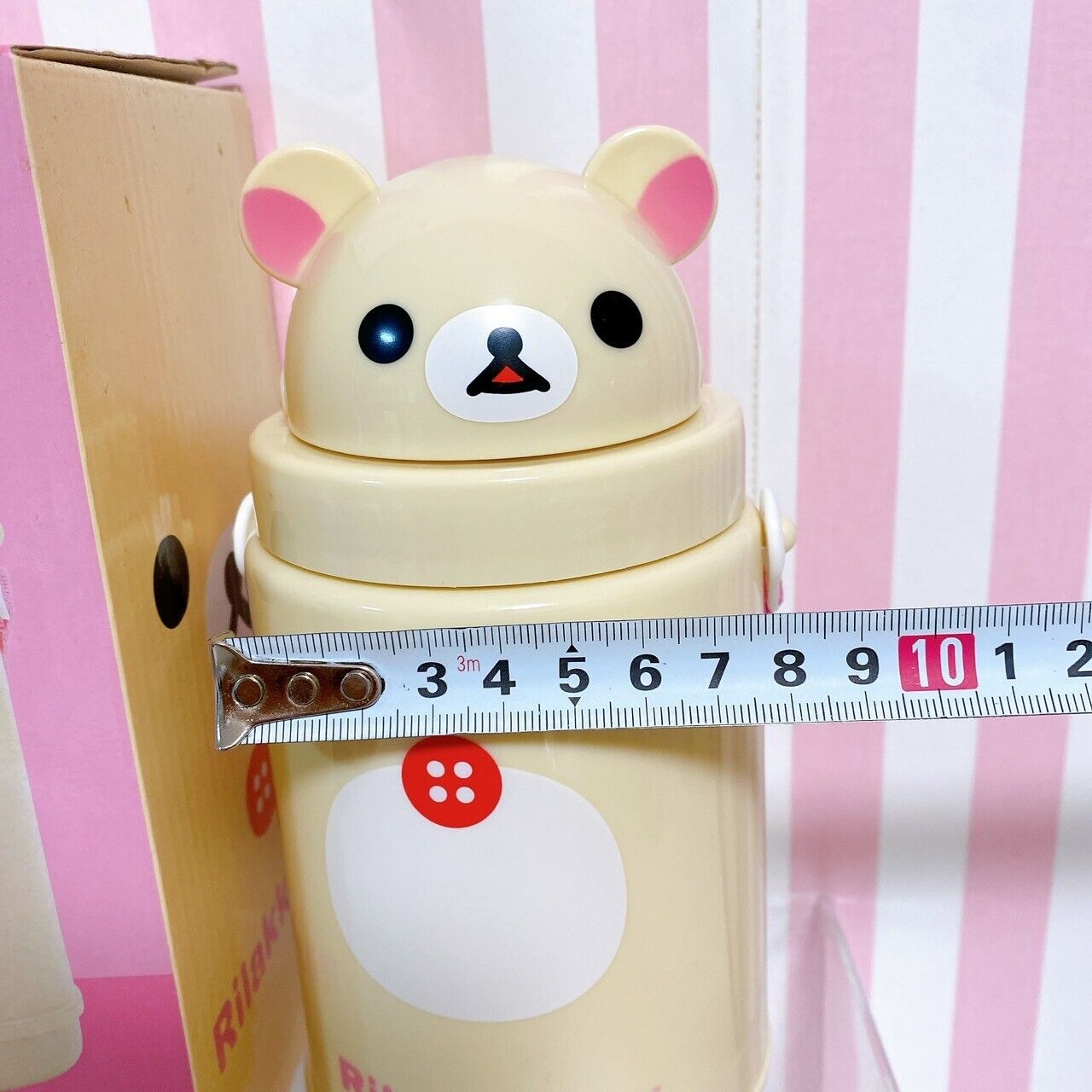 San-X Rilakkuma Korilakkuma Face Water Bottle White Bear Straw Kawaii Character