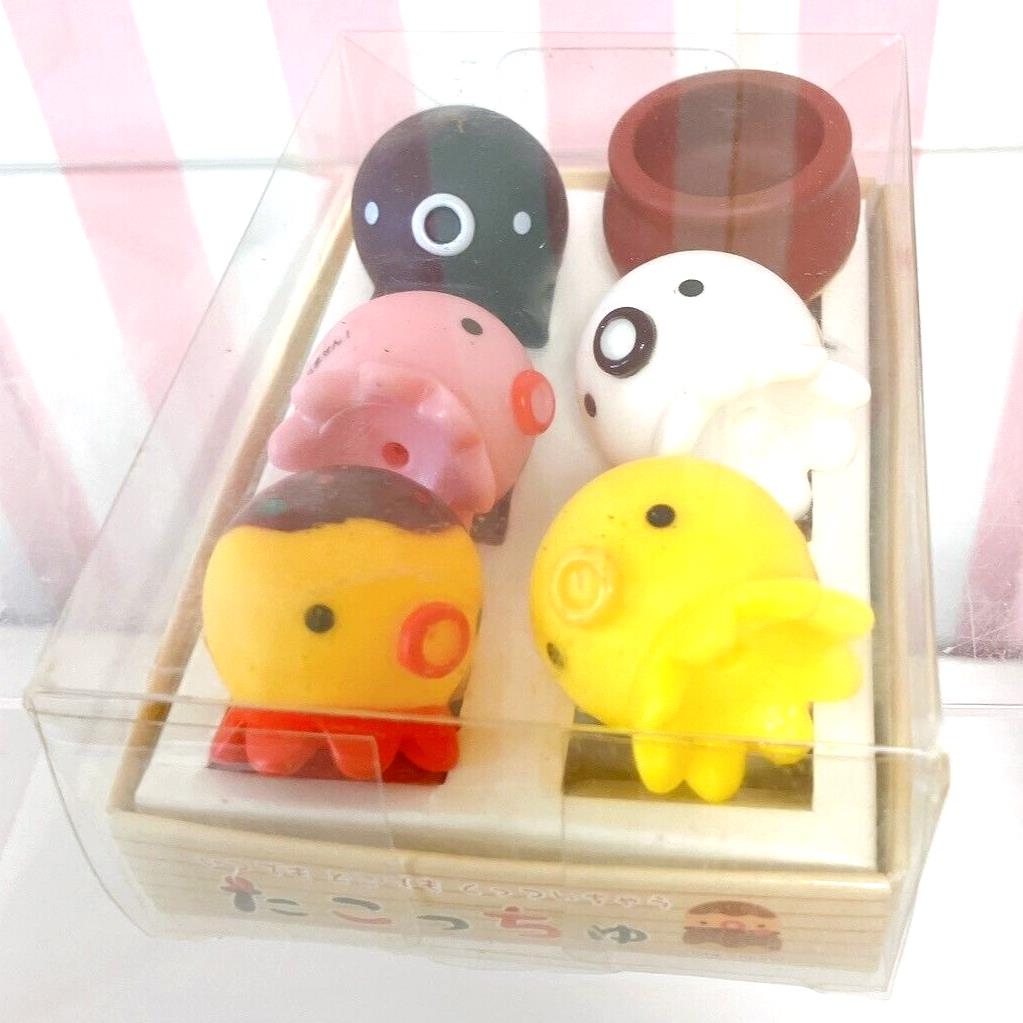 Takochu Octopus Boxed 6 pieces Set Mini Mascot Black White Doll Takoyaki Figure