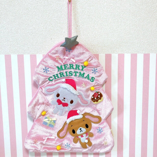 Sanrio Sugarbunnies Christmas Tree Bag Pink Velor Bunnies Shirousa Kurousa Rare