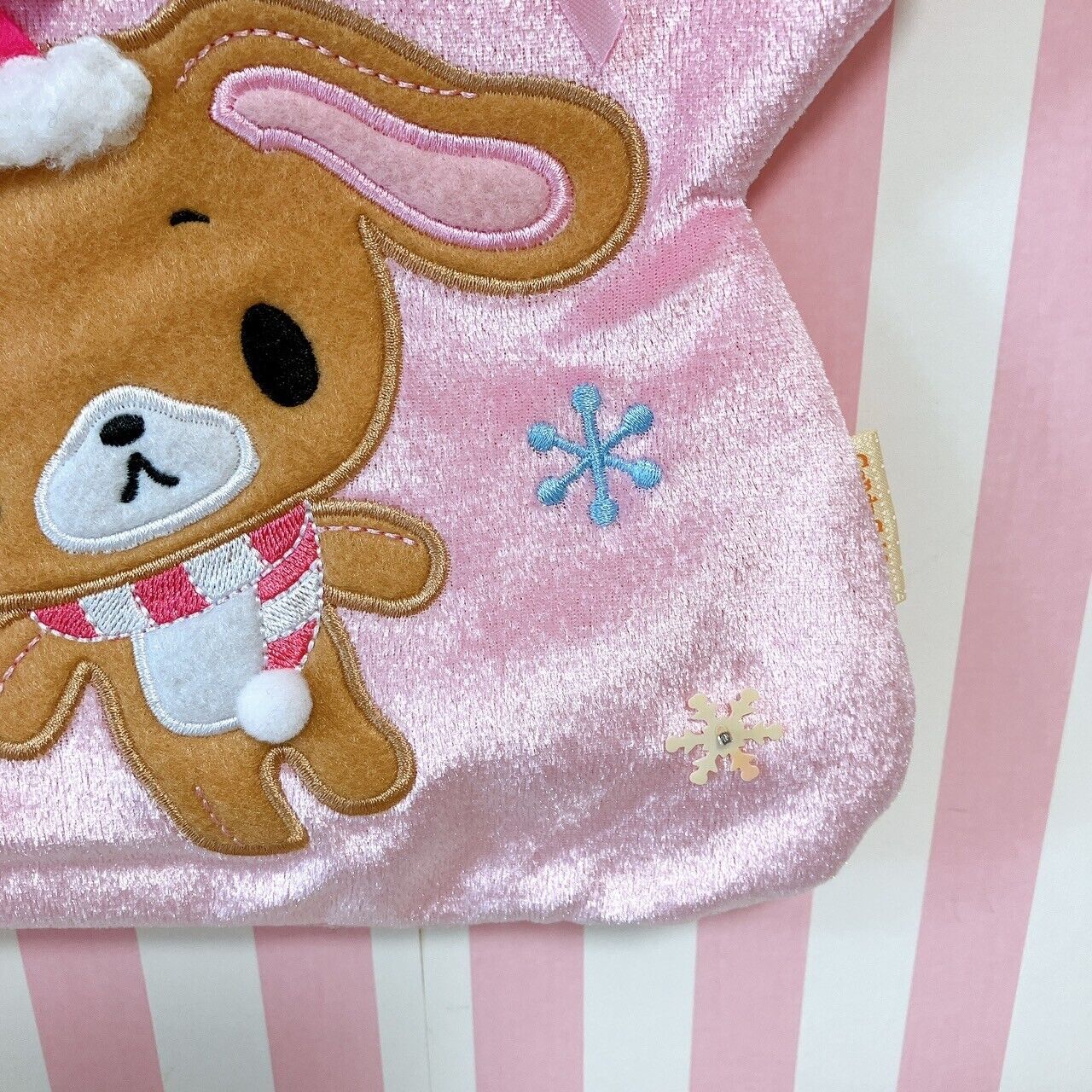 Sanrio Sugarbunnies Christmas Tree Bag Pink Velor Bunnies Shirousa Kurousa Rare