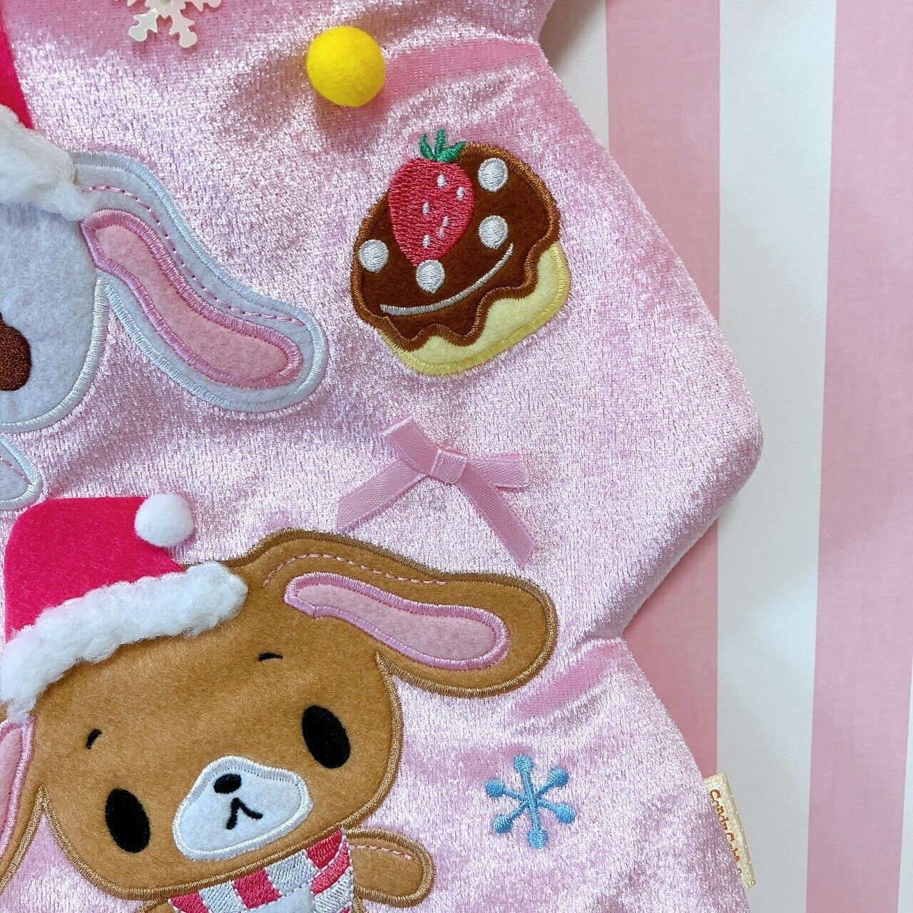 Sanrio Sugarbunnies Christmas Tree Bag Pink Velor Bunnies Shirousa Kurousa Rare