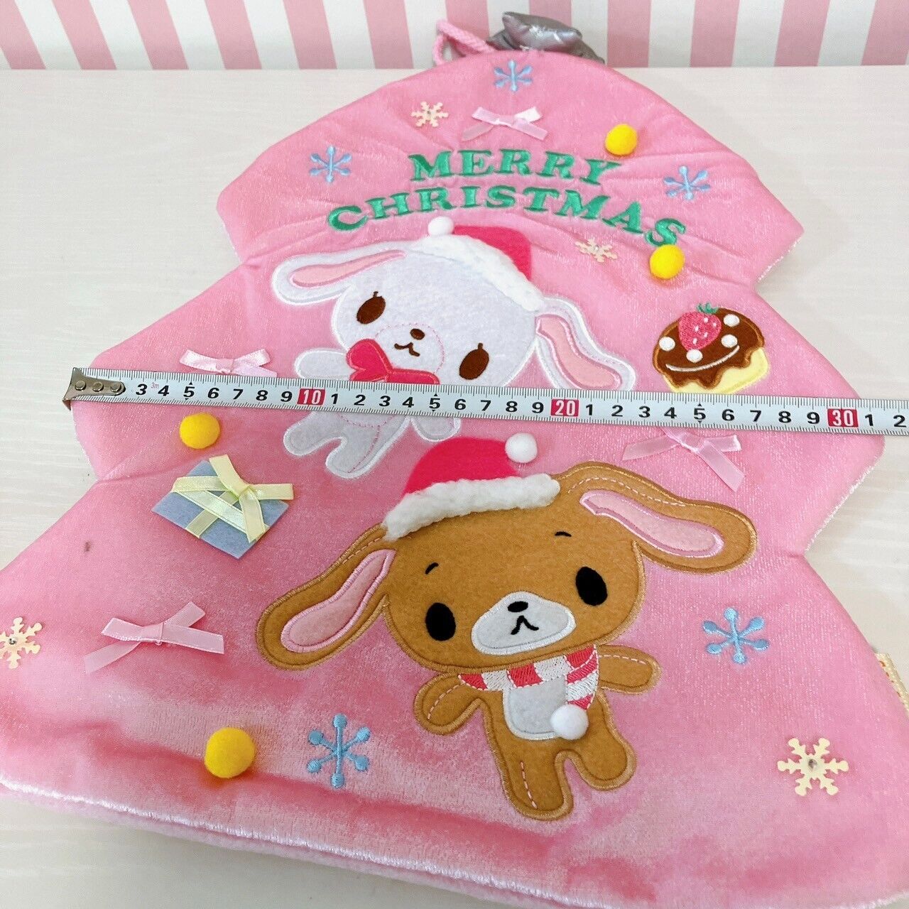 Sanrio Sugarbunnies Christmas Tree Bag Pink Velor Bunnies Shirousa Kurousa Rare