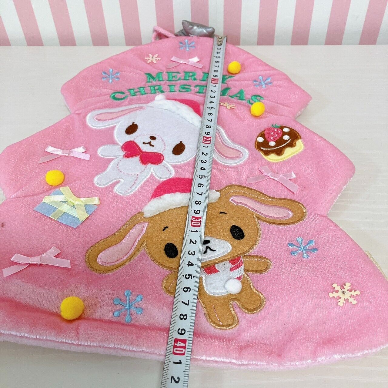 Sanrio Sugarbunnies Christmas Tree Bag Pink Velor Bunnies Shirousa Kurousa Rare