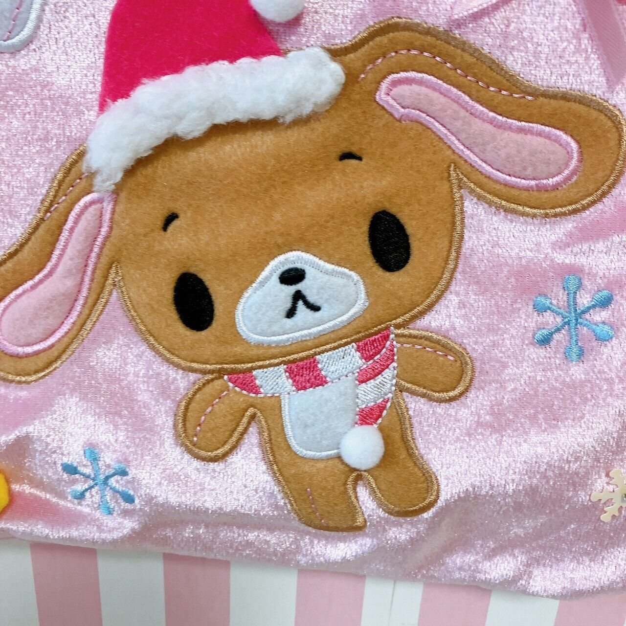 Sanrio Sugarbunnies Christmas Tree Bag Pink Velor Bunnies Shirousa Kurousa Rare