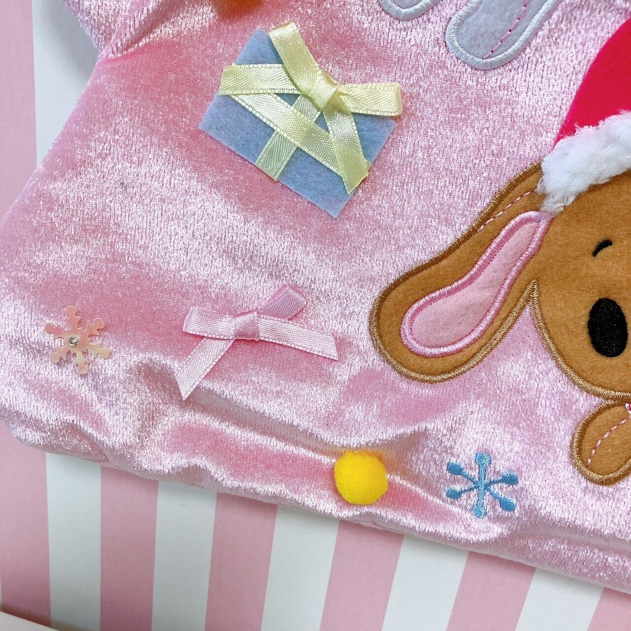 Sanrio Sugarbunnies Christmas Tree Bag Pink Velor Bunnies Shirousa Kurousa Rare