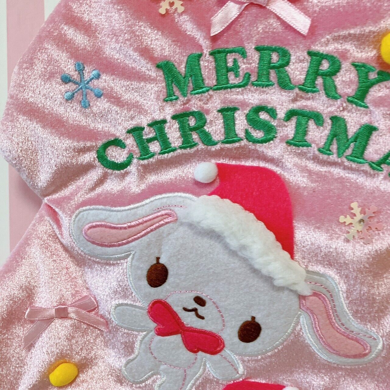 Sanrio Sugarbunnies Christmas Tree Bag Pink Velor Bunnies Shirousa Kurousa Rare