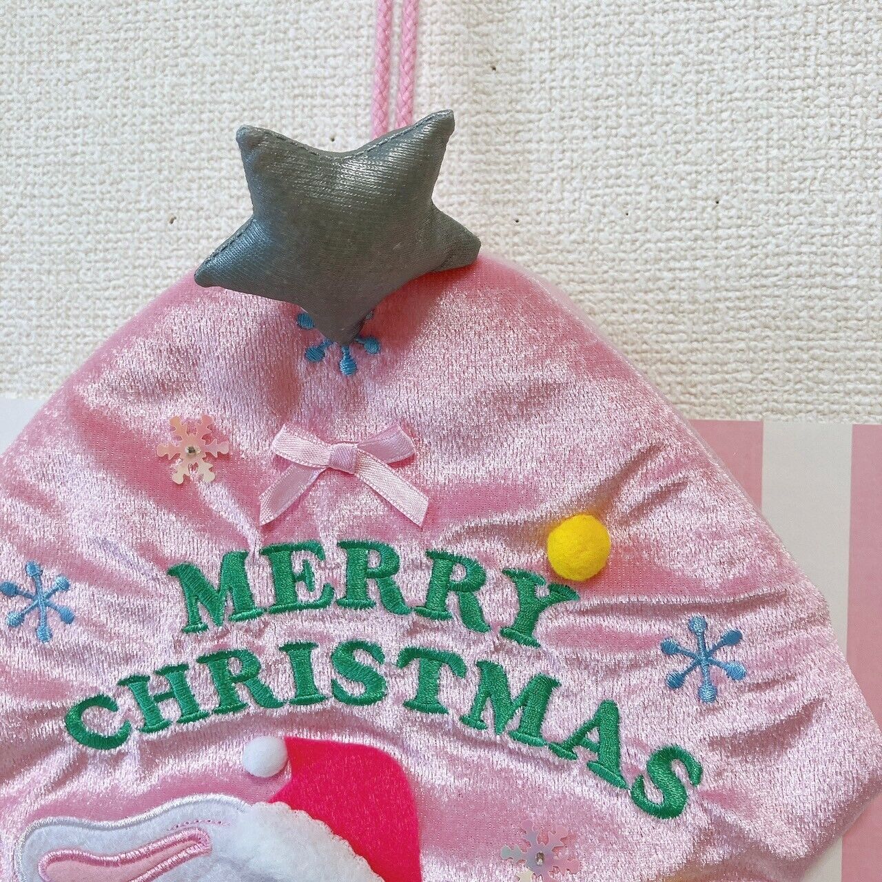 Sanrio Sugarbunnies Christmas Tree Bag Pink Velor Bunnies Shirousa Kurousa Rare