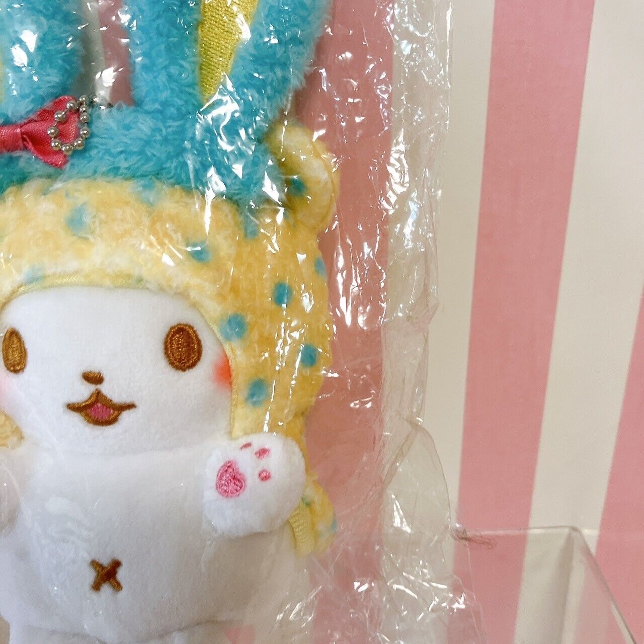 Sanrio Marumofu Biyori Soft Stuffed Toy Plush Blue Yellow Rabbit Fluffy Keychain