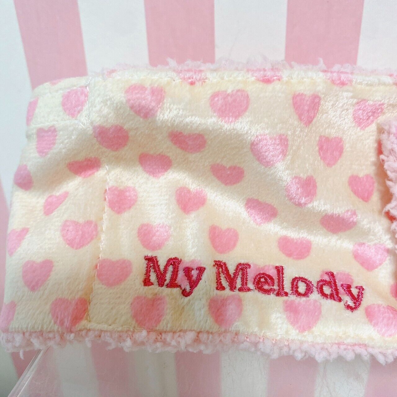 Sanrio My Melody Muffler Earmuff Set Plush Stuffed Toy Pink Ribbon White Fluffy