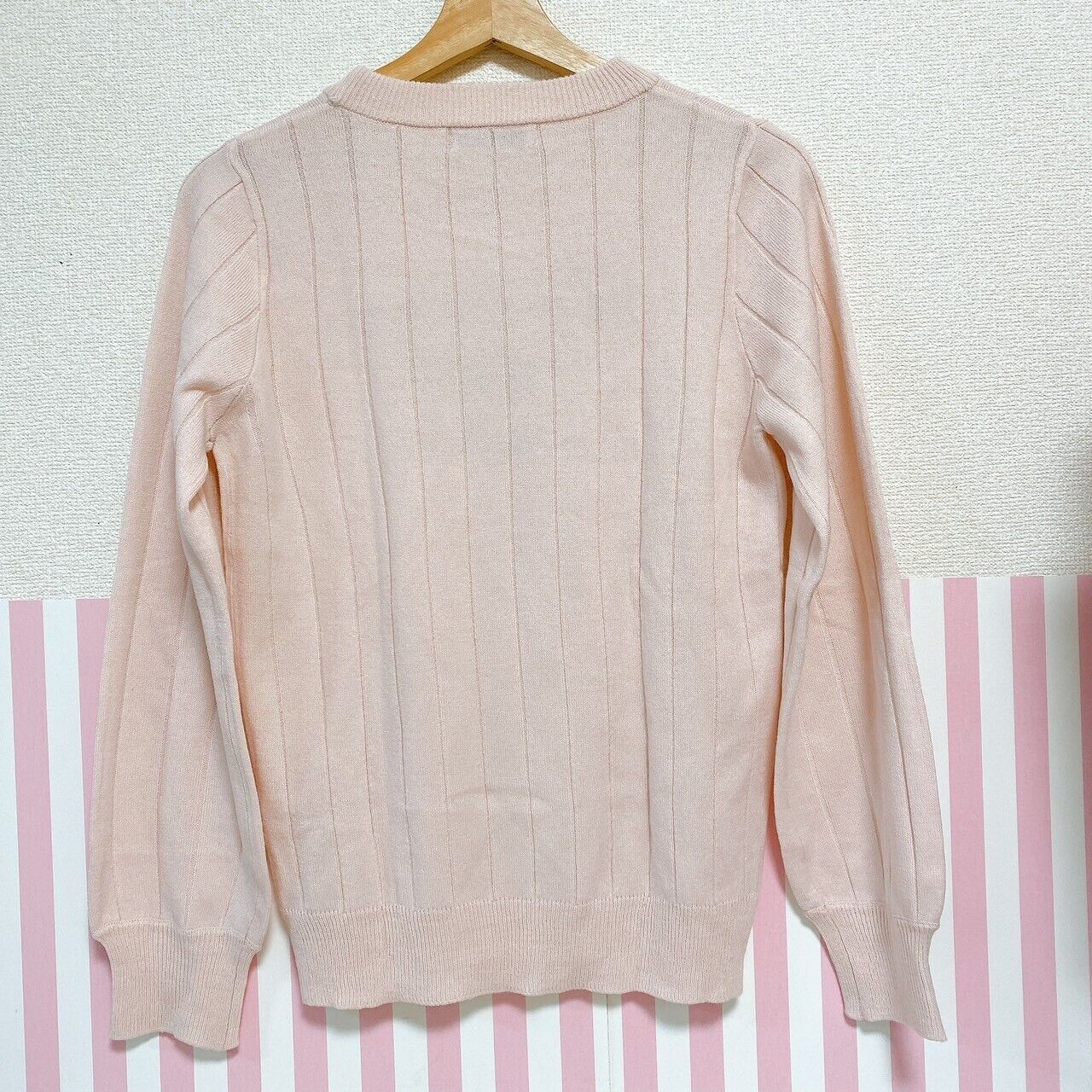 Mezzo Piano Tops LL T-shirt Pink Clothing Thin Sweater Rib Ribbon Kawaii Rare