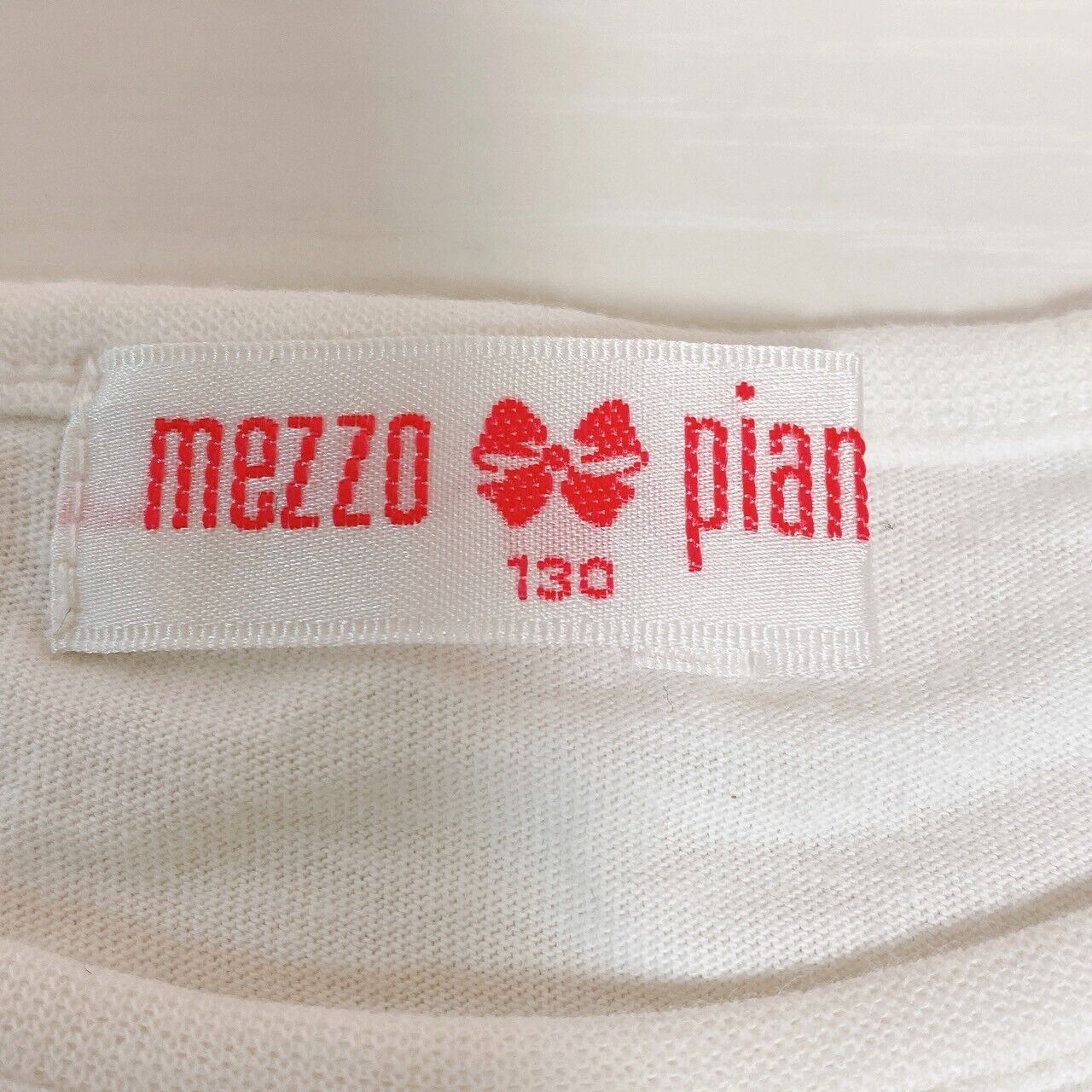 Mezzo Piano Kids T-shirt 130 Size White Cherry Ribbon Pink Heart Strawberry Rare