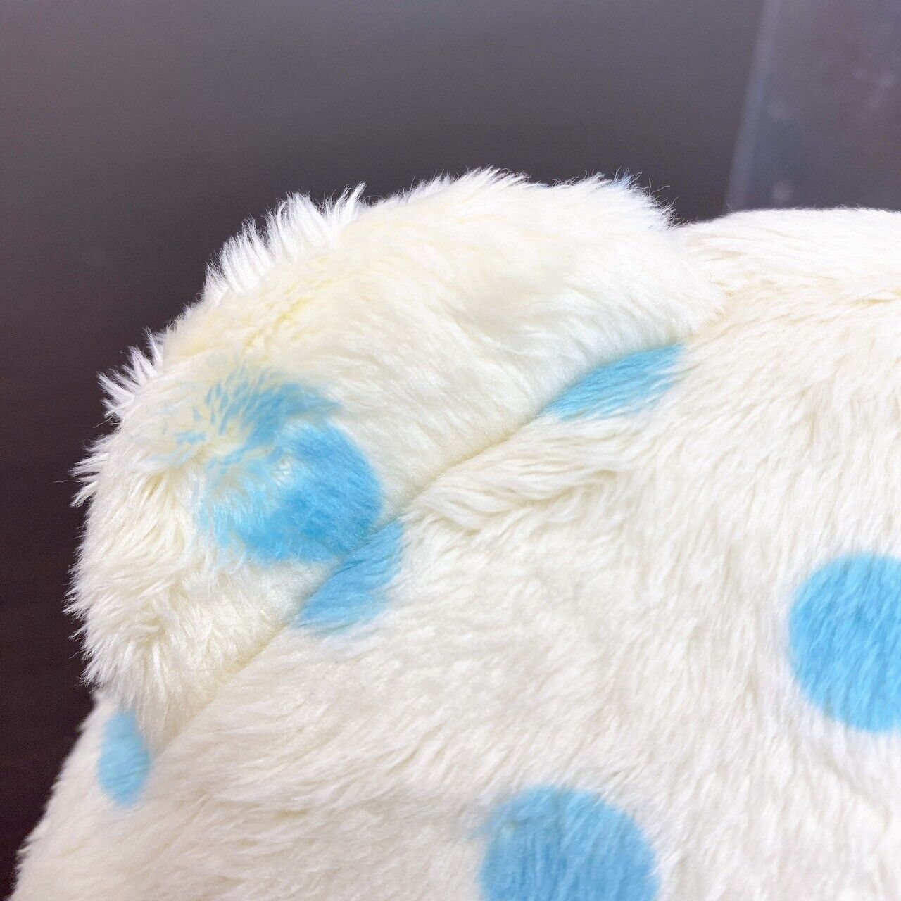 Sanrio Marumofu Biyori Pouch Mop Bear White LightBlue Dot Face Die Cut Fluffy