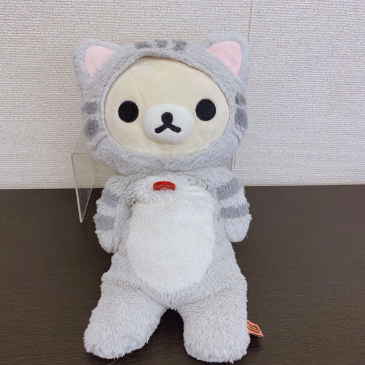 San-X Rilakkuma Korilakkuma Plush Soft Stuffed Toy White Bear Gray Cat Costume