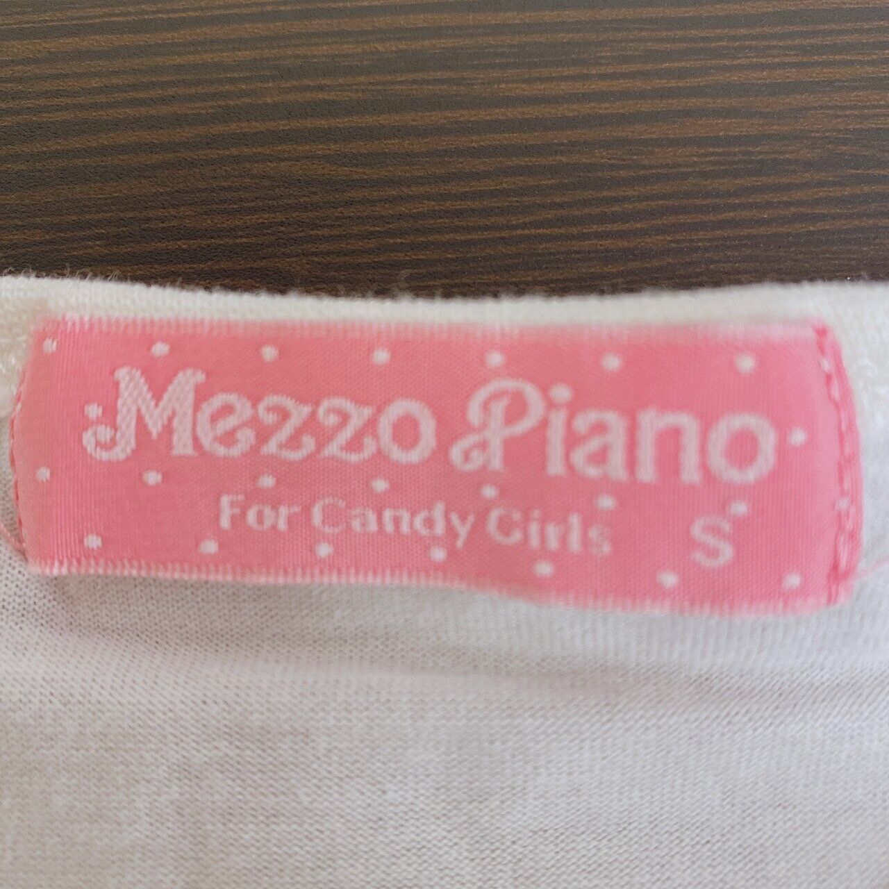 Mezzo Piano T-shirt Tops 140cm White Short Sleeve Sequins Bear Heart Pink Kawaii