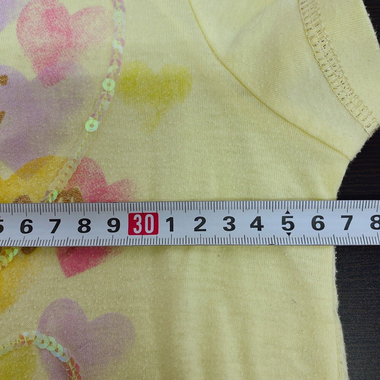 Mezzo Piano T-shirt Tops 140cm Yellow Short Sleeve Sweet Heart Ribbon Frill Rare