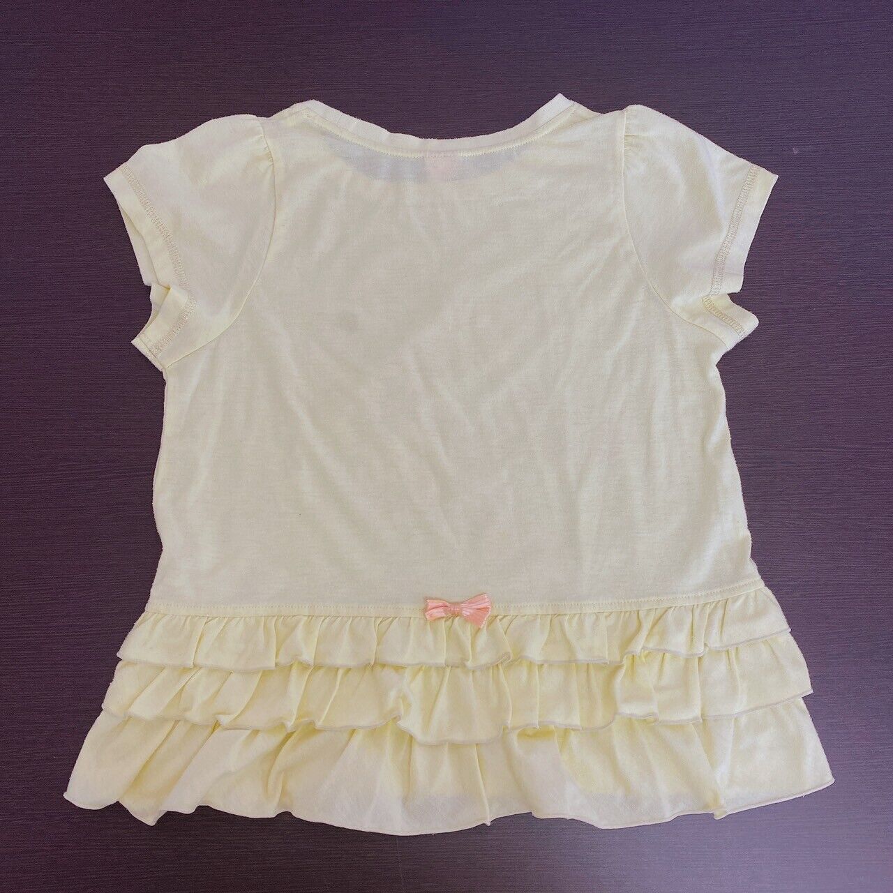 Mezzo Piano T-shirt Tops 140cm Yellow Short Sleeve Sweet Heart Ribbon Frill Rare