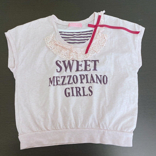 Mezzo Piano T-shirt Tops 150cm Pink Short Sleeve Ribbon Frill Sweet Girls Kawaii