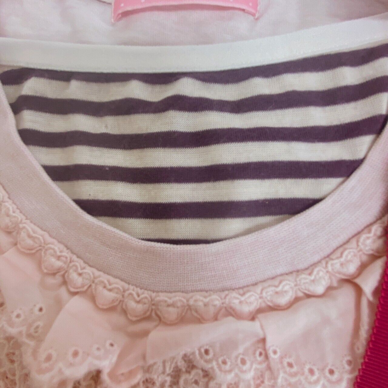 Mezzo Piano T-shirt Tops 150cm Pink Short Sleeve Ribbon Frill Sweet Girls Kawaii