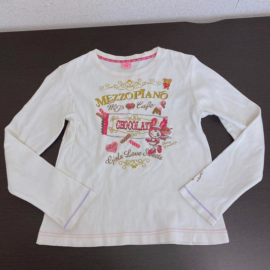 Mezzo Piano T-shirt Tops 140cm White Long Sleeve Chocolate Berrie-chan Sweets S