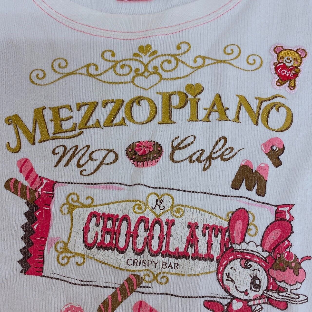 Mezzo Piano T-shirt Tops 140cm White Long Sleeve Chocolate Berrie-chan Sweets S