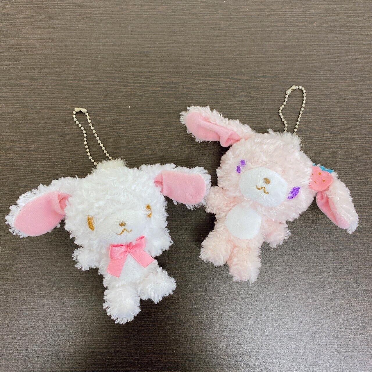 Sanrio Sugar bunnies Shirousa Strawberryusa 2 Set Small Mascot Stuffed Toy Rare