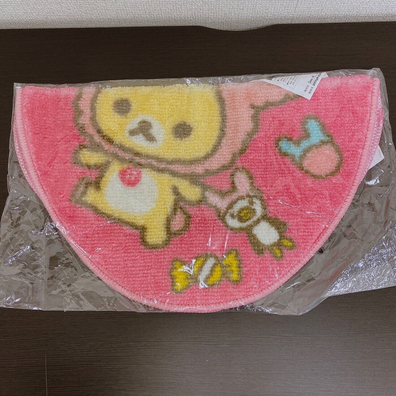 San-X Rilakkuma Korilakkuma Rug Mat Pink Strawberry Shaped Kawaii Character Rare