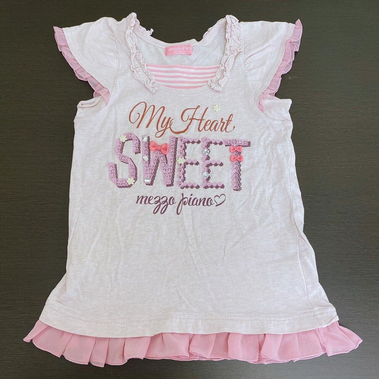 Mezzo Piano T-shirt Tops 150 Size Pink Frill Ribbon Sweet Clothing Short Sleeve