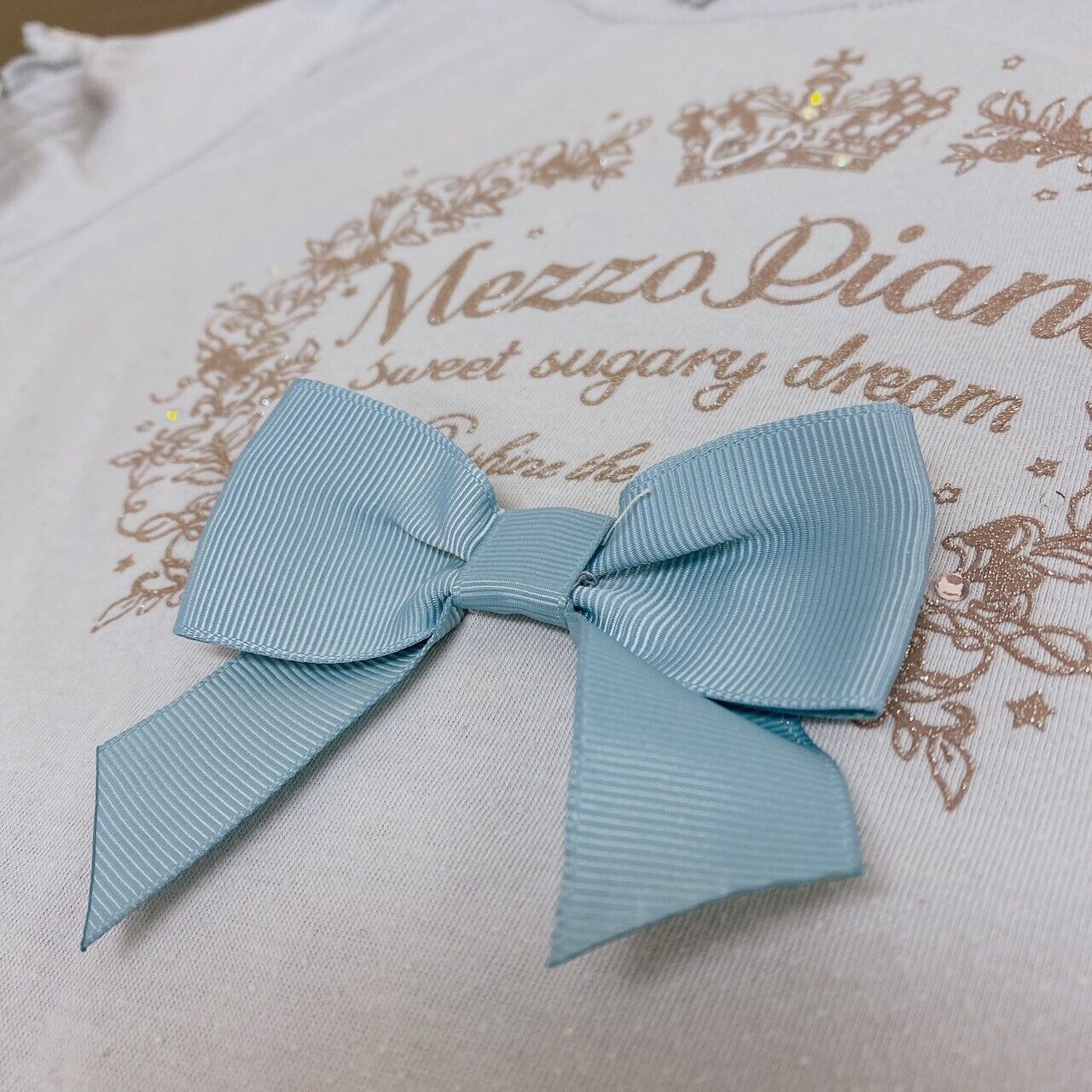 Mezzo Piano Kids T-shirt 140 M Size Blue Crown Frill Ribbon Sweet Dream Kawaii