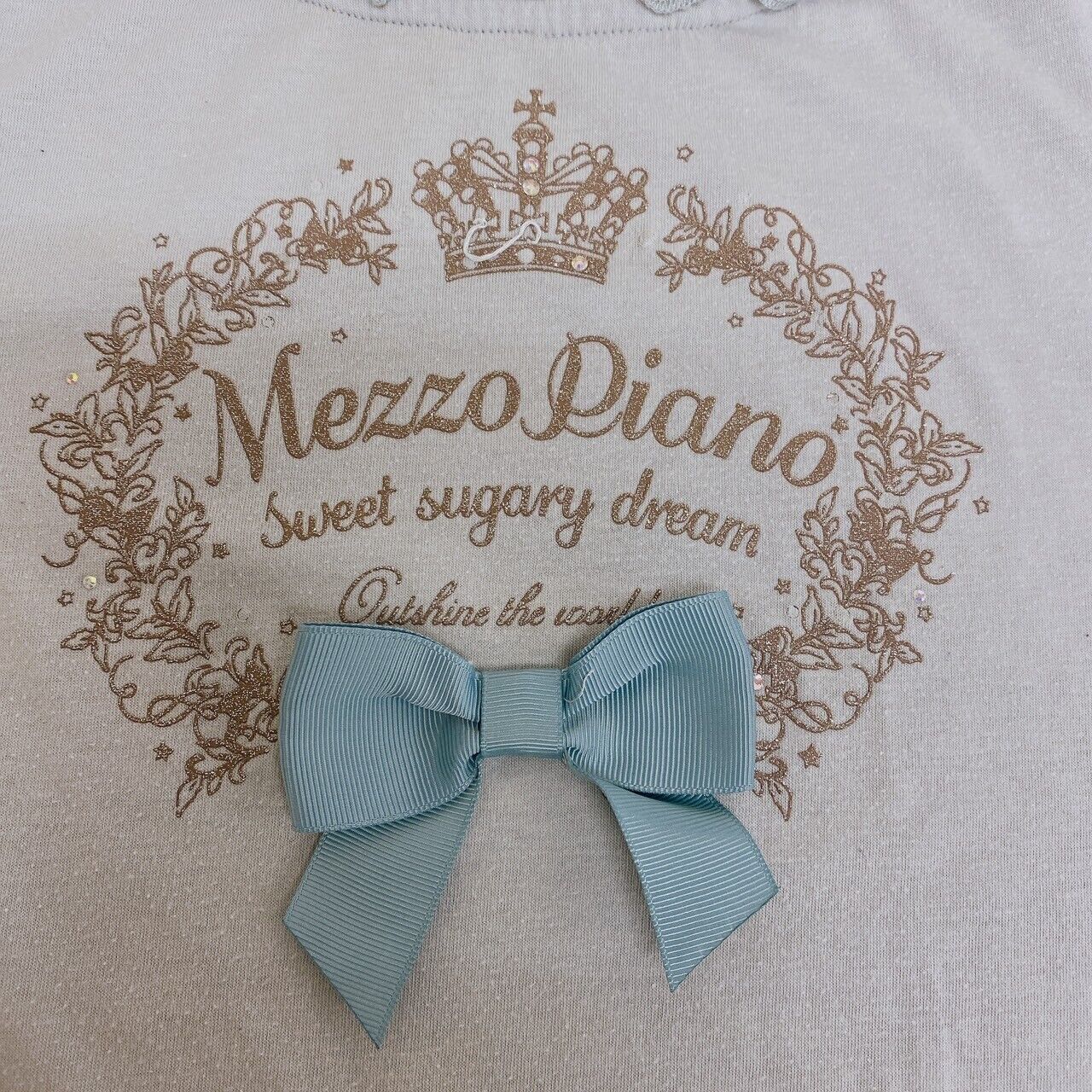 Mezzo Piano Kids T-shirt 140 M Size Blue Crown Frill Ribbon Sweet Dream Kawaii