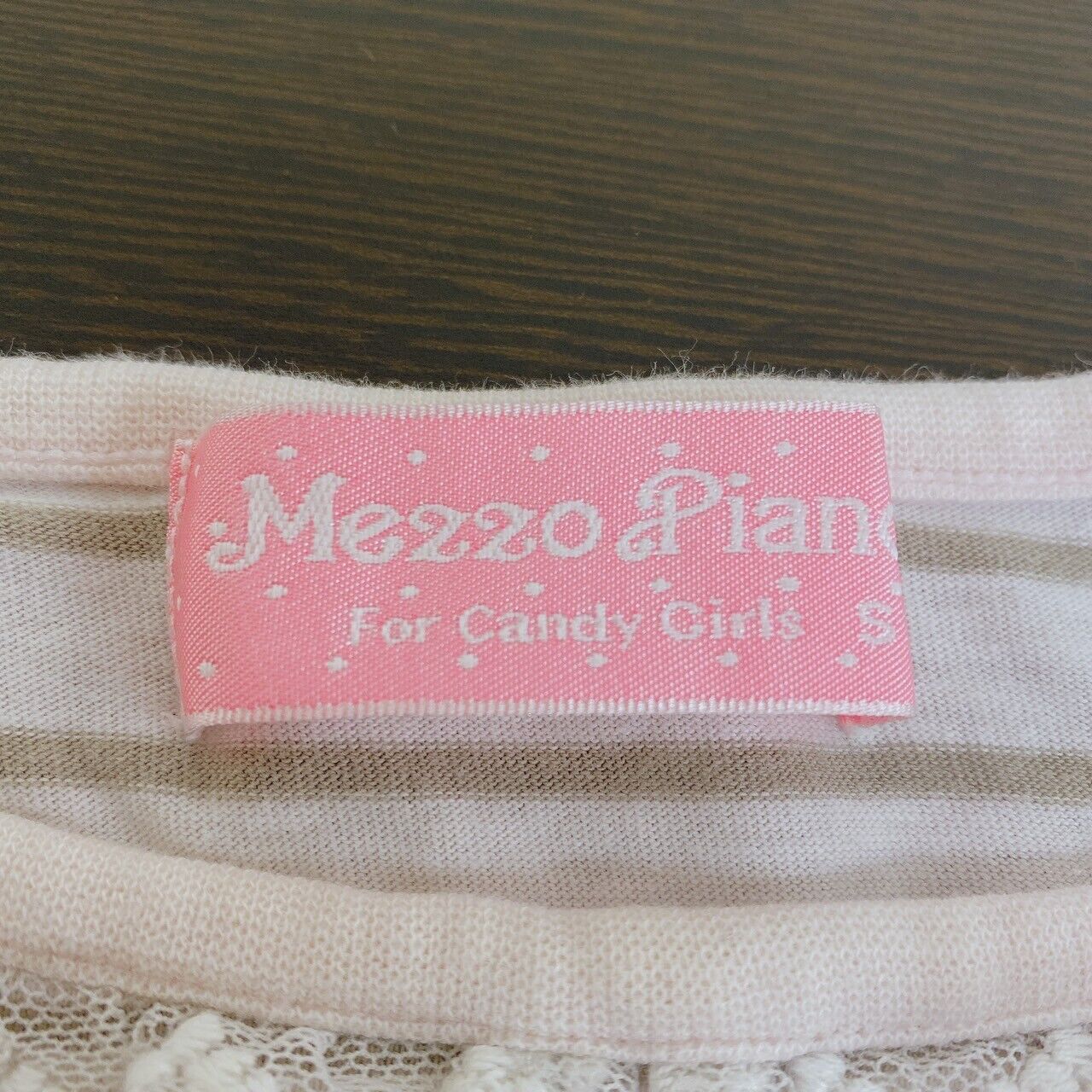 Mezzo Piano Kids T-shirt Tops 140 Size S Border Ribbon Lace Love Kawaii Rare