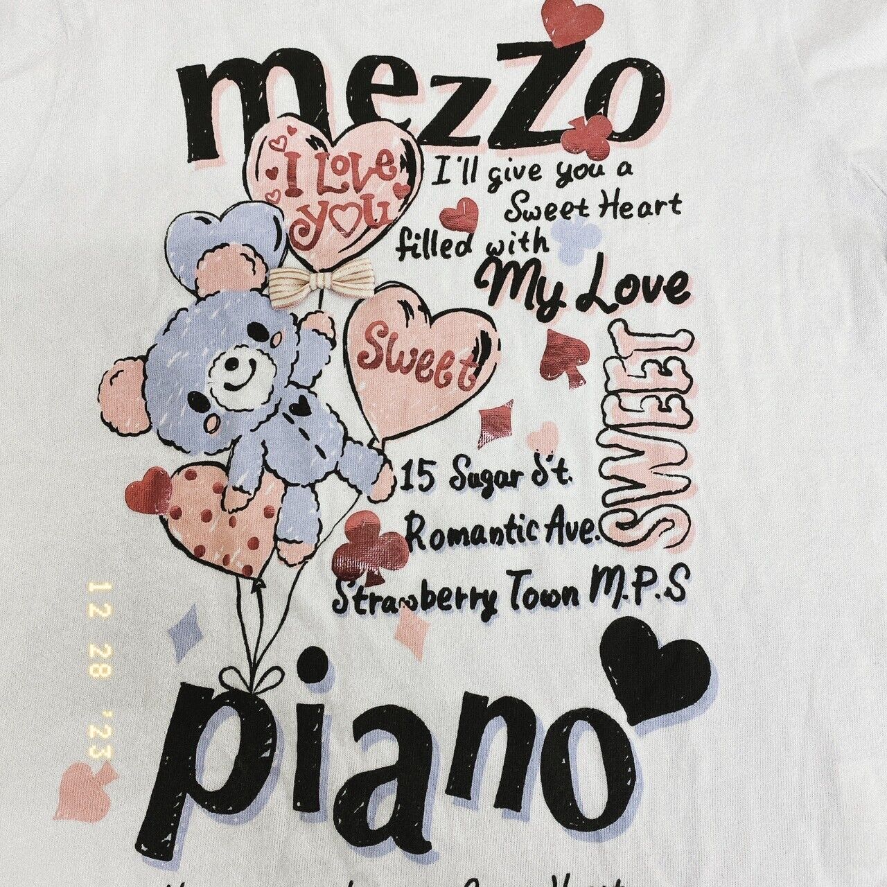 Mezzo Piano Kids T-shirt 150 Purple Bear Heart Ribbon Sweet Long Sleeve Kawaii