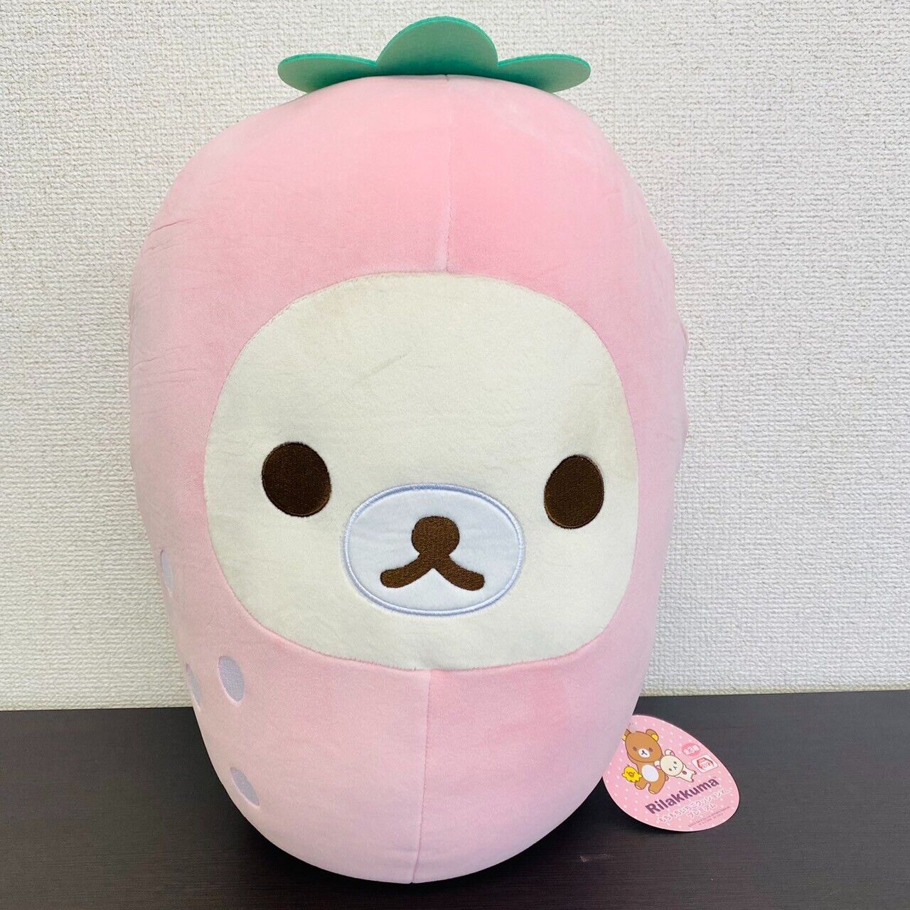 San-x Rilakkuma Korilakkuma Cushion Strawberry Costume Fluffy Pink Kawaii Bear