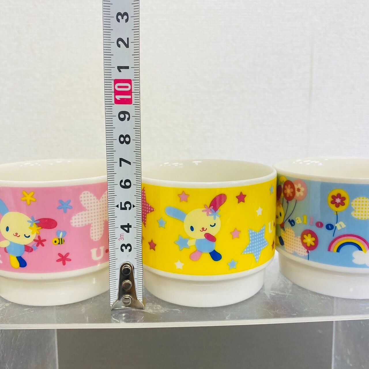 Sanrio Usahana Mug Cup Set 3 Yellow Pink Blue Rabbit Flower Star Balloon Kawaii