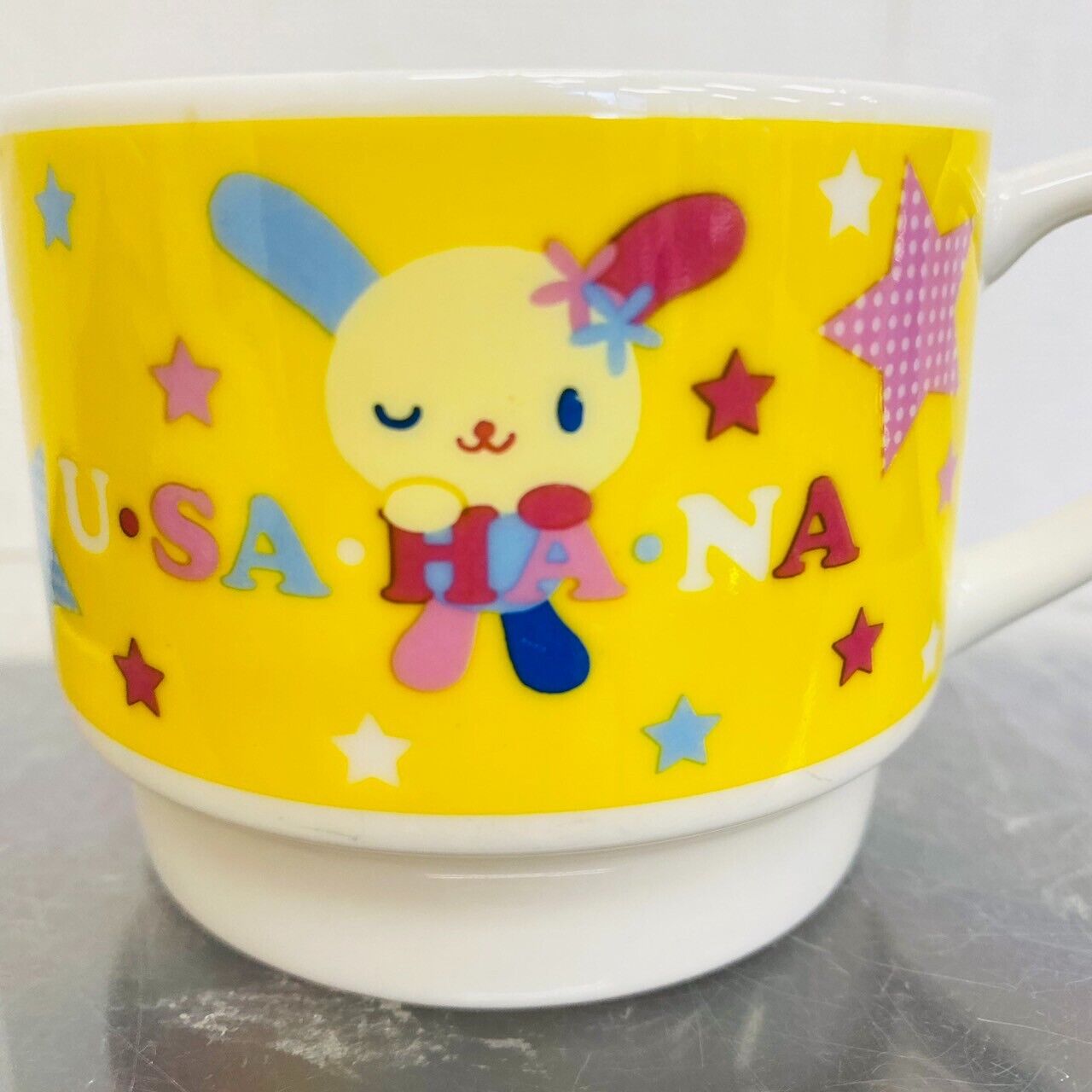 Sanrio Usahana Mug Cup Set 3 Yellow Pink Blue Rabbit Flower Star Balloon Kawaii