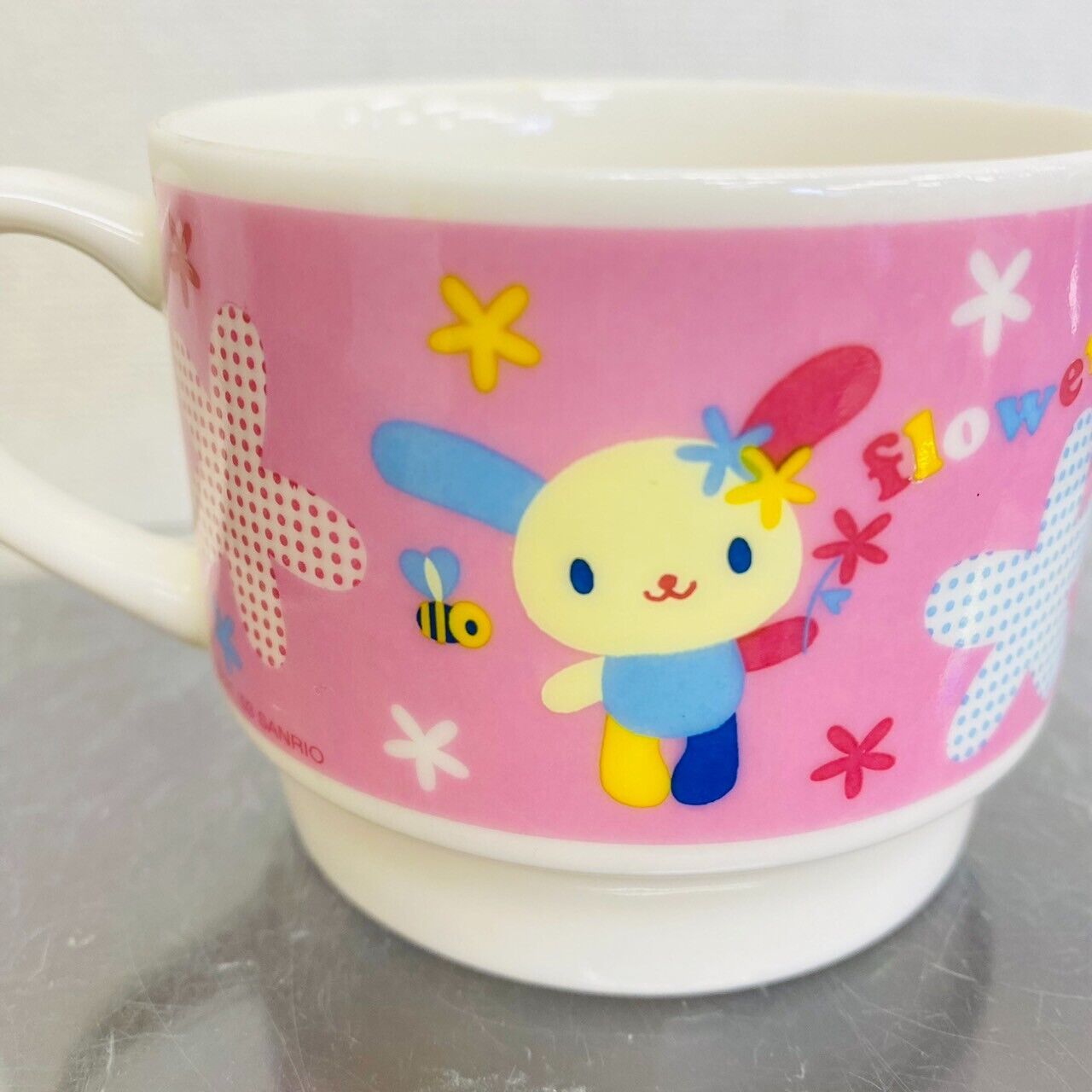 Sanrio Usahana Mug Cup Set 3 Yellow Pink Blue Rabbit Flower Star Balloon Kawaii