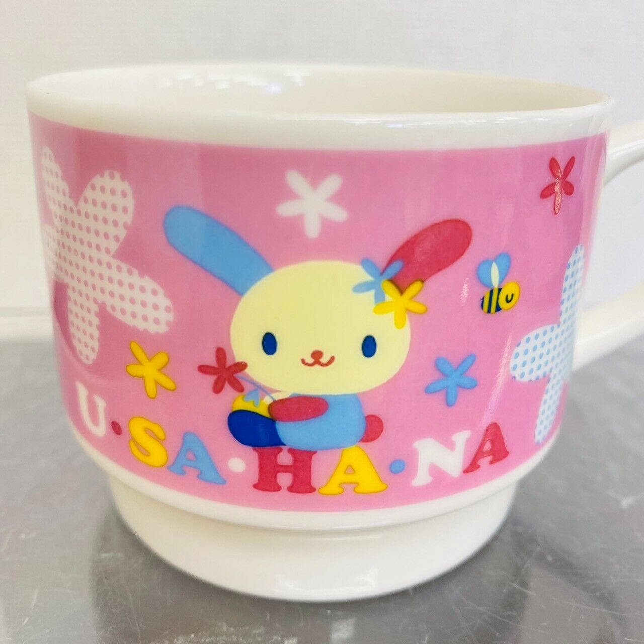 Sanrio Usahana Mug Cup Set 3 Yellow Pink Blue Rabbit Flower Star Balloon Kawaii