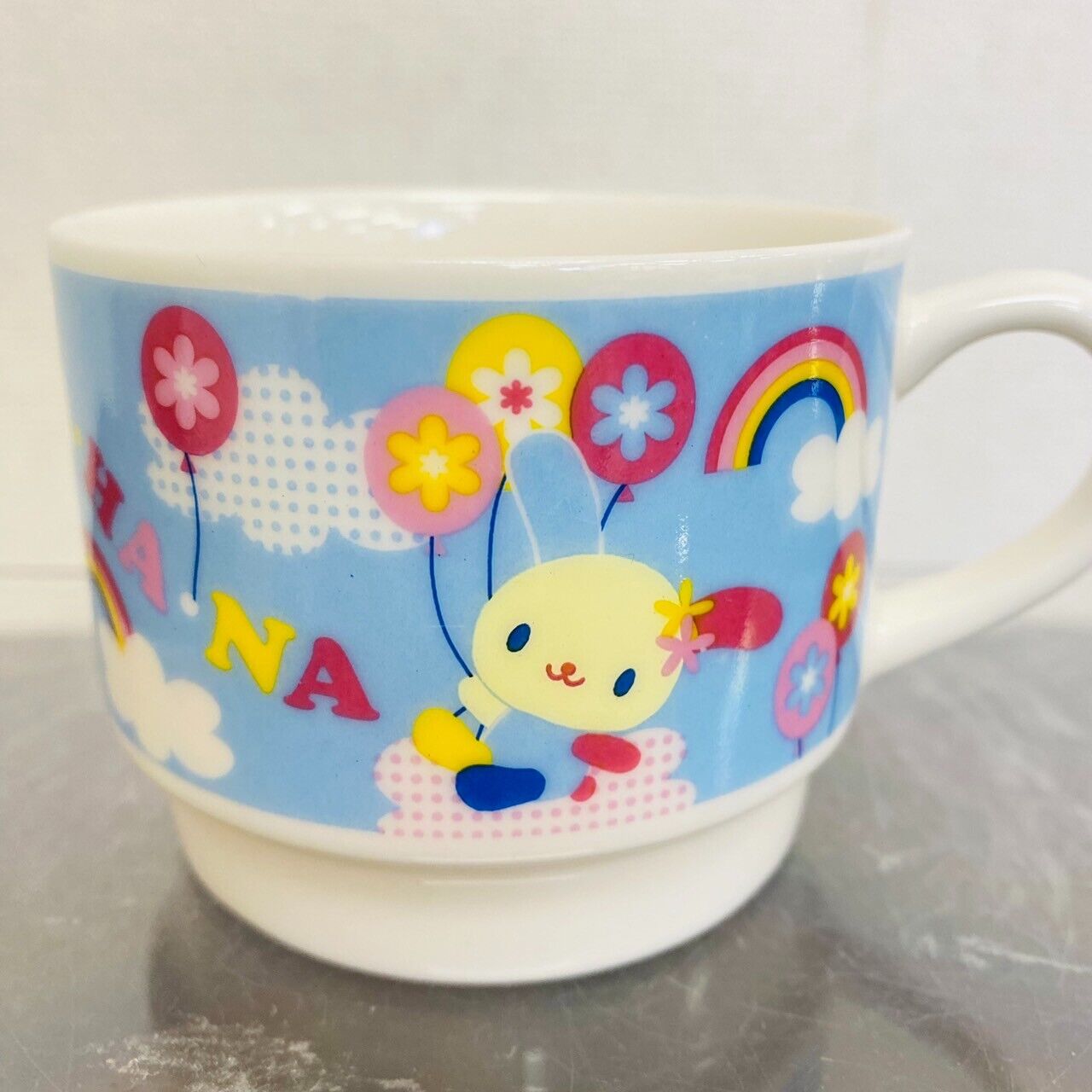 Sanrio Usahana Mug Cup Set 3 Yellow Pink Blue Rabbit Flower Star Balloon Kawaii