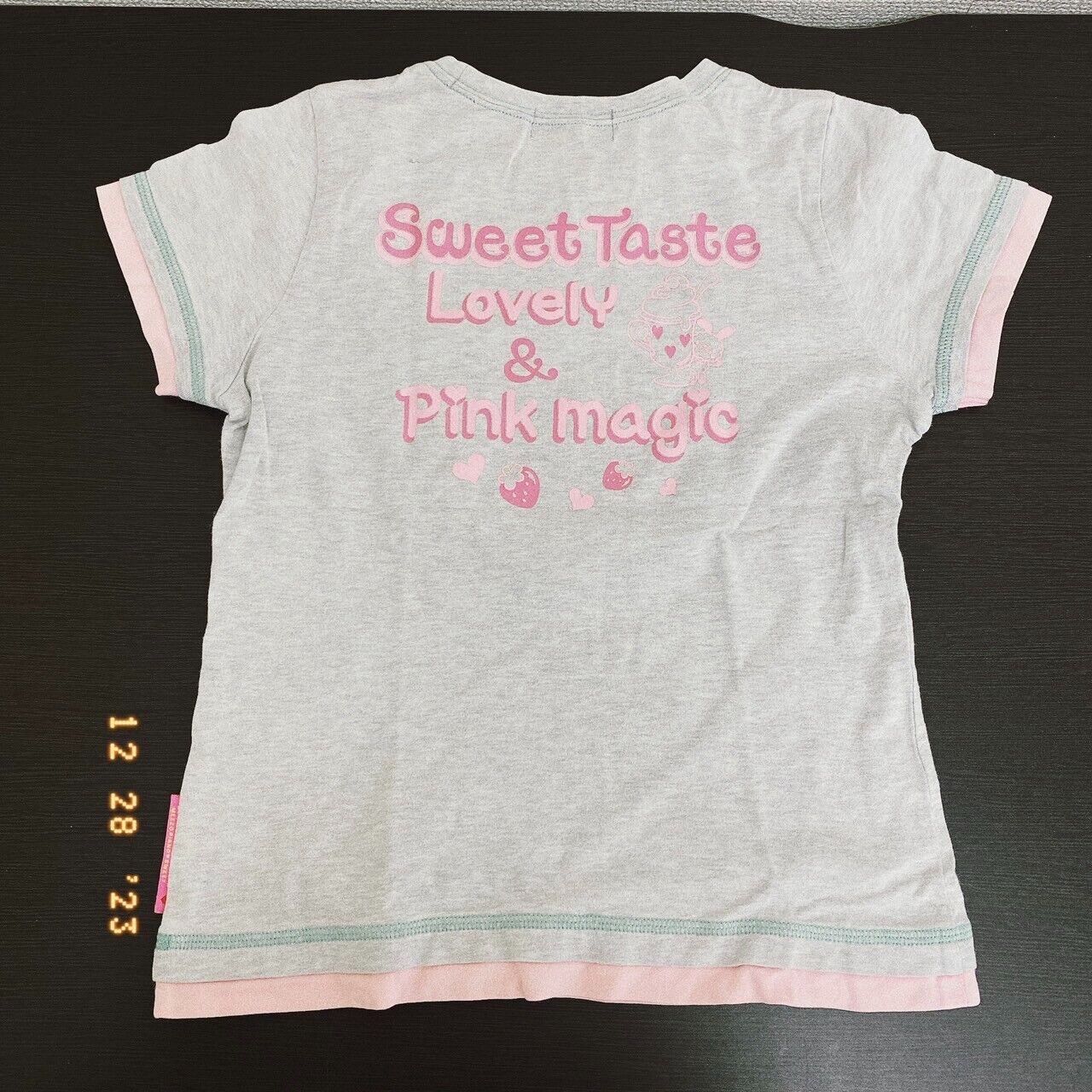 Mezzo Piano T-shirt Tops Gray 140 Size Party Donut Strawberry Cake Bunny Ribbon