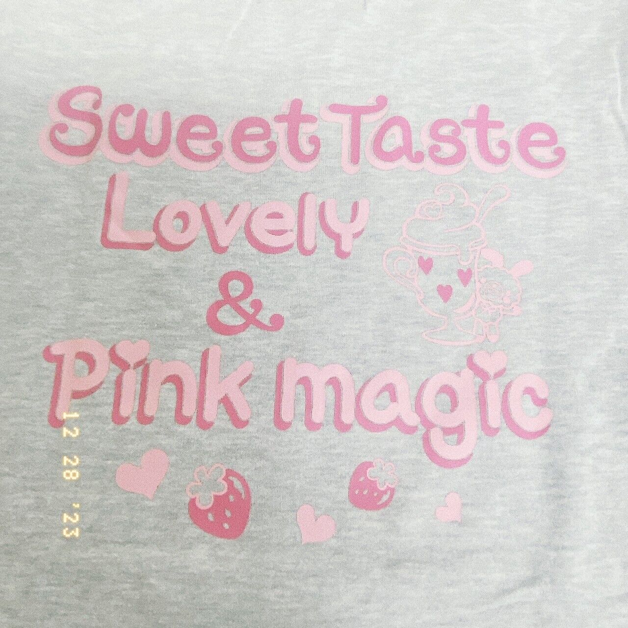 Mezzo Piano T-shirt Tops Gray 140 Size Party Donut Strawberry Cake Bunny Ribbon